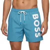 BOSS Zwemshorts 'Octopus' azuur / wit