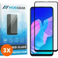 Mobigear Screenprotector geschikt voor Huawei P40 Lite E Glazen | Premium Screenprotector - Case Friendly - Zwart (3-Pack)