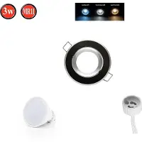 LED line Inbouwspots, kantelbaar, 35°, diameter 70mm, boorgat, aluminium, inclusief GU10 fitting, 5W, neutraal wit, 350lm, LED lamp, zwart, geborsteld, rond