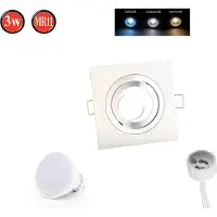 LED line Inbouwspots, kantelbaar 35°, GU10, Ø86mm, boorgat, aluminium, inclusief GU10 5W, neutraal wit, 350 lumen LED lamp, zilver, vierkant