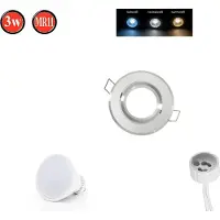 LED line Inbouwspots, kantelbaar 35°, GU10, Ø70mm, boorgat, aluminium, inclusief GU10 5W warmwit 350lm LED lamp, zilver, gesatineerd, rond