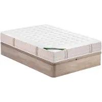 Vente-unique Set 140 x 190 cm bedbodem met opbergruimte natuurlijk licht + matras met 5-zones pocketveren geheugenscbuim en anti-bedluizentijk dikte 24 cm - VIREVO van NATUREA