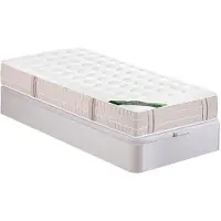 Vente-unique Set 90 x 190 cm bedbodem met opbergruimte wit + matras met ingenaaide veren 5 zones traagschuim ontvangstlaag en anti-bedwantsen tijk dikte 24 cm - VIREVO van NATUREA