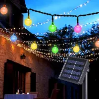 Lapamax 9,5 meter, 50 LED's, zonne-energie lichtslinger met bolvormige LED-verlichting, 8 lichtmodi, geschikt voor tuin, feest, bruiloft, decoratie buiten, kleurrijk
