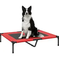 PawHut verhoogd hondenbed - Oxford-stof - 92x76x18cm - Rood