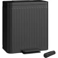 HOMCOM Trash Can-Metaal, Kunststof-45,5L x 36,5B x 51H cm-Zwart