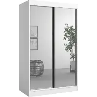 Mzm24 Schuifdeurkast met spiegel, model Como 2D2L, 120 cm, wit