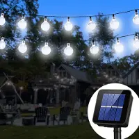 Lapamax 5M LED-lichtketting met 20 LED-lampen, zonne-energie, bolvormige LED-verlichting, geschikt voor tuin, feest, bruiloft, decoratie buiten, wit