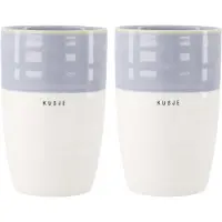 Zusss Set Van 2 Mokken L Kusje - Cadeau Dames Keramiek Wit / Lichtblauw