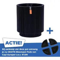 Capi Europe Vaas cilinder Groove 11x12 zwart binnenbloempot