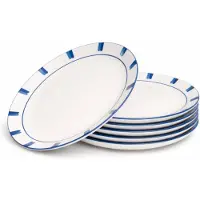 OTIX Dinerborden - 6 Stuks - Porselein - Servies- Borden - Blauw - Wit - Eetborden - 27 cm - LAGUNA
