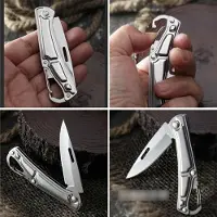 Jumada 's - Mes - Zakmes - Inklapbaar - Multifunctioneel survival mes - RVS - Outdoor activiteiten - Ideaal voor jacht, kamperen, vissen en klimmen - Met handige ophangclip - Zilver
