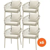 Van der Garde Tuinmeubelen Set van 6 - Sara dining tuinstoelen - Rope/Latte
