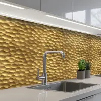 KitchenYeah Keuken achterwand 150x60 cm - Spatscherm zelfklevend Metaal - Dynamisch - Goud - Muurbeschermer - Spatwand fornuis