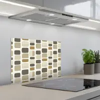 KitchenYeah Spatscherm 60x45 cm - Zelfklevende achterwand Blokken - Vintage - Grijs - Keuken muurbeschermer - Spatwand fornuis