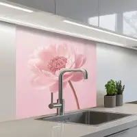 KitchenYeah Keuken achterwand 80x80 cm - Spatscherm zelfklevend Bloem - Pioenroos - Roze - Muurbeschermer - Spatwand fornuis