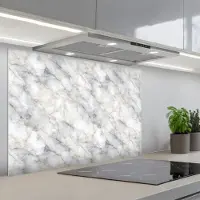 KitchenYeah Spatscherm 80x55 cm - Zelfklevende achterwand Grijs - Marmer print - Gedetailleerd - Keuken muurbeschermer - Spatwand fornuis