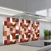 KitchenYeah Spatscherm 120x60 cm - Zelfklevende achterwand Geometrie - Modern - Retro - Keuken muurbeschermer - Spatwand fornuis