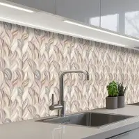 KitchenYeah Keuken achterwand 350x60 cm - Spatscherm zelfklevend Abstract - Golvend - Pastel - Muurbeschermer - Spatwand fornuis
