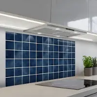KitchenYeah Spatscherm 120x60 cm - Zelfklevende achterwand Tegel - Modern - Blauw - Keuken muurbeschermer - Spatwand fornuis