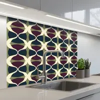 KitchenYeah Keuken achterwand 100x80 cm - Spatscherm zelfklevend Abstract - Retro - Kleurrijk - Muurbeschermer - Spatwand fornuis