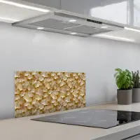KitchenYeah Spatscherm 60x30 cm - Zelfklevende achterwand Ginkgo - Bladeren - Goud - Keuken muurbeschermer - Spatwand fornuis