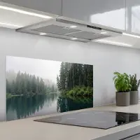 KitchenYeah Spatscherm 90x45 cm - Zelfklevende achterwand Bergen - Meer - Bos - Keuken muurbeschermer - Spatwand fornuis