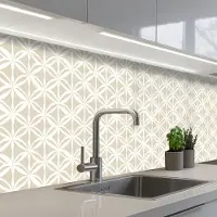 KitchenYeah Keuken achterwand 350x60 cm - Spatscherm zelfklevend Motief - Modern - Beige - Muurbeschermer - Spatwand fornuis