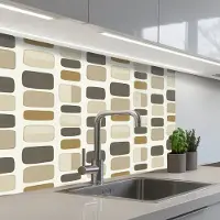 KitchenYeah Keuken achterwand 80x60 cm - Spatscherm zelfklevend Blokken - Vintage - Grijs - Muurbeschermer - Spatwand fornuis