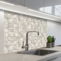 KitchenYeah Keuken achterwand 100x80 cm - Spatscherm zelfklevend Tegels - Natuurlijk - Grijs - Muurbeschermer - Spatwand fornuis