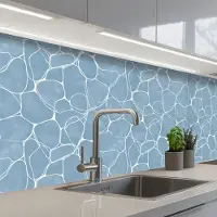 KitchenYeah Keuken achterwand 150x80 cm - Spatscherm zelfklevend Organisch - Patroon - Blauw - Muurbeschermer - Spatwand fornuis
