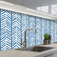 KitchenYeah Keuken achterwand 200x80 cm - Spatscherm zelfklevend Patroon - Streep - Blauw - Muurbeschermer - Spatwand fornuis