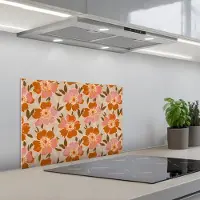 KitchenYeah Spatscherm 60x40 cm - Zelfklevende achterwand Bloemen - Motief - Retro - Keuken muurbeschermer - Spatwand fornuis