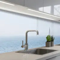 KitchenYeah Keuken achterwand 300x60 cm - Spatscherm zelfklevend Horizon - Zeilboot - Zee - Muurbeschermer - Spatwand fornuis