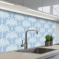 KitchenYeah Keuken achterwand 100x60 cm - Spatscherm zelfklevend Palmboom - Modern - Blauw - Muurbeschermer - Spatwand fornuis