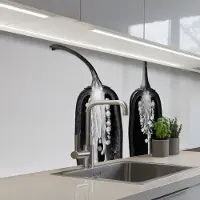 KitchenYeah Keuken achterwand 100x60 cm - Spatscherm zelfklevend Pepers - Zwart - Wit - Zaadlijsten - Muurbeschermer - Spatwand fornuis