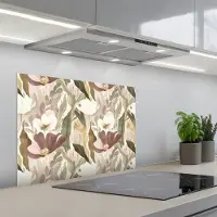KitchenYeah Spatscherm 70x55 cm - Zelfklevende achterwand Bloemen - Aquarel - Kleurrijk - Keuken muurbeschermer - Spatwand fornuis