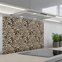 KitchenYeah Spatscherm 80x55 cm - Zelfklevende achterwand Giraf - Zebra - Motief - Bruin - Keuken muurbeschermer - Spatwand fornuis