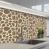 KitchenYeah Keuken achterwand 100x60 cm - Spatscherm zelfklevend Giraf - Klassiek - Bruin - Muurbeschermer - Spatwand fornuis