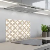 KitchenYeah Spatscherm 60x45 cm - Zelfklevende achterwand Patroon - Symmetrisch - Beige - Keuken muurbeschermer - Spatwand fornuis