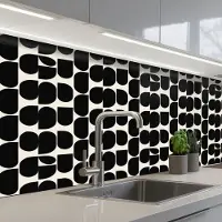 KitchenYeah Keuken achterwand 150x60 cm - Spatscherm zelfklevend Modern - Patroon - Zwart - Muurbeschermer - Spatwand fornuis