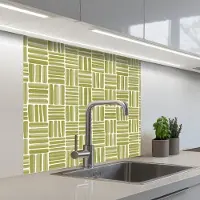 KitchenYeah Keuken achterwand 80x80 cm - Spatscherm zelfklevend Vlecht - Patroon - Groen - Muurbeschermer - Spatwand fornuis