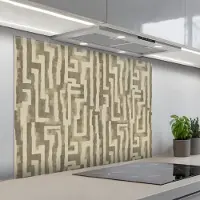 KitchenYeah Spatscherm 100x75 cm - Zelfklevende achterwand Abstract - Geometrisch - Groen - Keuken muurbeschermer - Spatwand fornuis