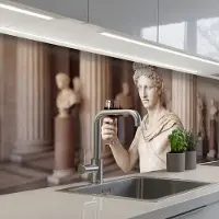 KitchenYeah Keuken achterwand 200x60 cm - Spatscherm zelfklevend Klassiek - Marmer print - Wijn - Muurbeschermer - Spatwand fornuis