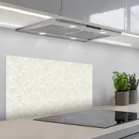KitchenYeah Spatscherm 80x40 cm - Zelfklevende achterwand Abstract - Ruiten - Beige - Keuken muurbeschermer - Spatwand fornuis
