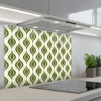 KitchenYeah Spatscherm 90x60 cm - Zelfklevende achterwand Patroon - Retro - Groen - Keuken muurbeschermer - Spatwand fornuis