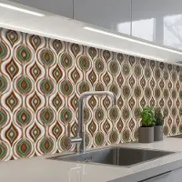 KitchenYeah Keuken achterwand 300x60 cm - Spatscherm zelfklevend Motief - Patroon - Kleurrijk - Muurbeschermer - Spatwand fornuis