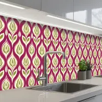 KitchenYeah Keuken achterwand 300x60 cm - Spatscherm zelfklevend Retro - Floraal - Paars - Muurbeschermer - Spatwand fornuis