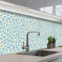 KitchenYeah Keuken achterwand 300x80 cm - Spatscherm zelfklevend Giraf - Modern - Blauw - Muurbeschermer - Spatwand fornuis