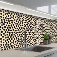 KitchenYeah Keuken achterwand 300x80 cm - Spatscherm zelfklevend Stippen - Patroon - Zwart - Muurbeschermer - Spatwand fornuis